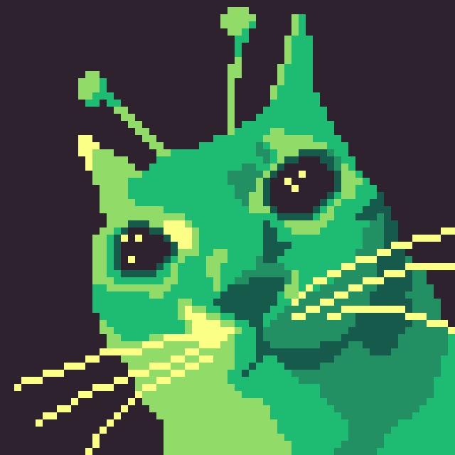 green alien cat
